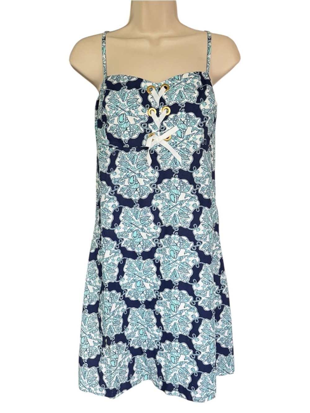 Lilly Pulitzer Women’s Rilee Dress in the Bright Navy Hey Sailor print 12 - Picture 1 of 5